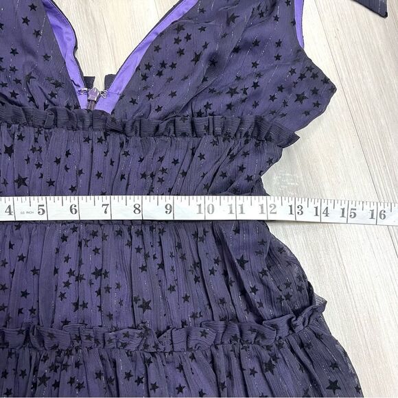 Majorelle Dress Women’s XS Emmalyn Purple/Black Velvet Stars Bow Straps V-Neck - Picture 10 of 11